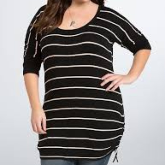 torrid Tops - Torrid striped tunic with cinched sides plus sz 2X